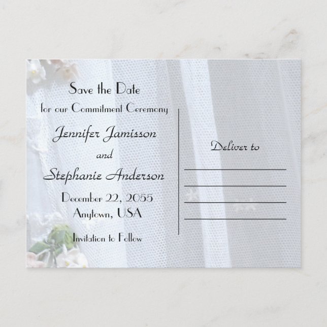 Save the Date for Commitment Ceremony Party Postcard (Back)