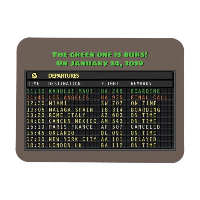 Save the Date for Our Flight (customisable) Magnet (Horizontal)