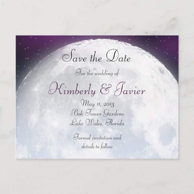 Save the Date for Space Themed Wedding Announcement Postcard (Front)