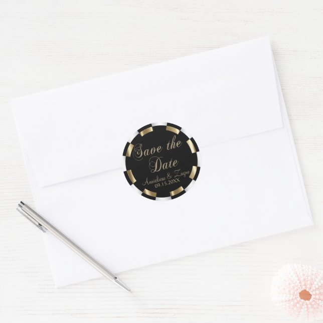 Save the Date for the Bride and Groom  Classic Round Sticker (Envelope)