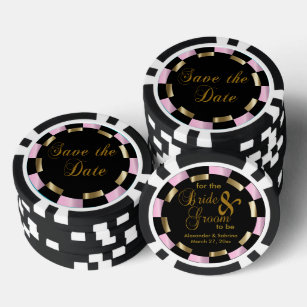 Save the Date for the Bride and Groom - Pink Poker Chips