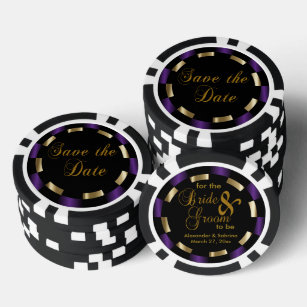Save the Date for the Bride and Groom - Purple Poker Chips