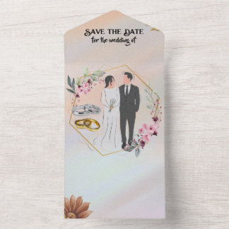 Save the date for the wedding of all in one invitation