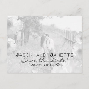 "Save the Date" for Wedding + Blk/Wht Photo Postcard