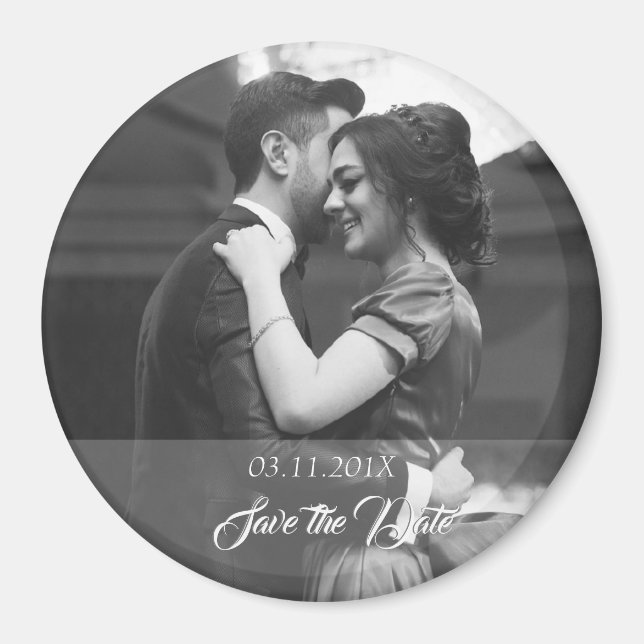 Save the date Fotomagneet with date and photo Magnet (Front)
