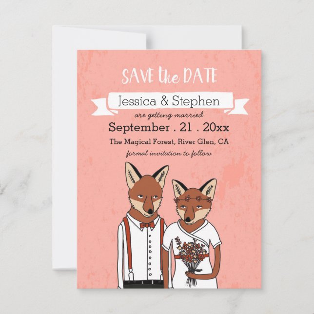 Save the Date - Foxes in Love Card (Front)