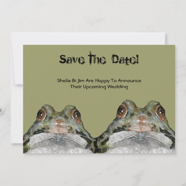 Save The Date: Frog Couple: Hoppy To Announce ... Invitation (Front)
