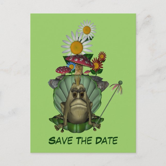 Save The Date Frog Princess On Throne Postcard (Front)