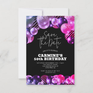 Save the Date Fuchsia 50th Birthday Invitation