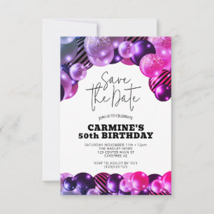 Save the Date Fuchsia 50th Birthday Party Invitation