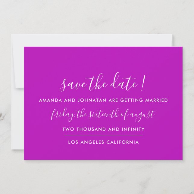 Save The Date Fuchsia Monogram Minimalism (Front)