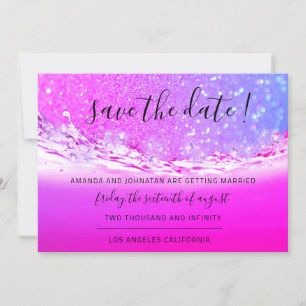 Save The Date Fuchsia Pink Crystals Ocean Ombre