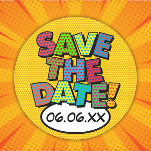 SAVE THE DATE Fun Colourful Modern Classic Round Sticker