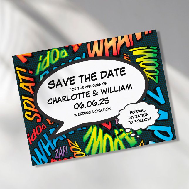 Save the Date Fun Retro Comic Book Pop Art Announcement Postcard (Creator Uploaded)