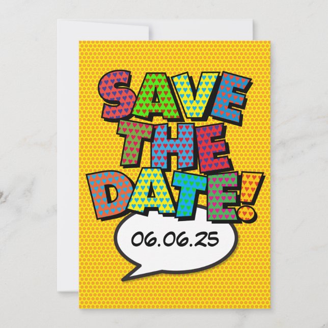 Save the Date Fun Retro Comic Book Pop Art Invitation (Front)