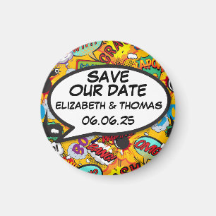Save the Date Fun Retro Comic Book Pop Art Magnet