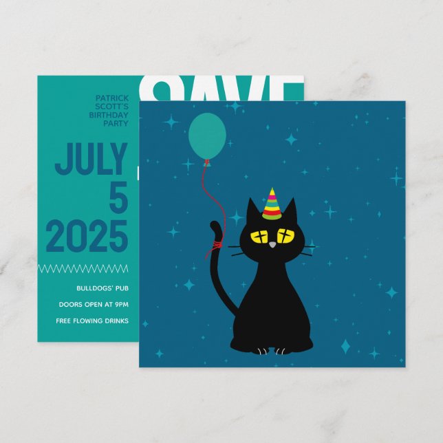 SAVE THE DATE! - Funny Cat Birthday Card (Front/Back)