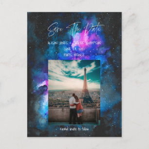 Save the Date Galaxy Watercolors Postcard