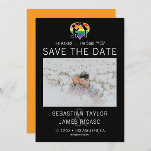 Save The Date Gay He Said Yes Personalised Photo Announcement