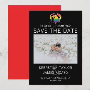 Save The Date Gay He Said Yes Personalised Photo Announcement