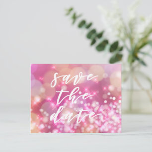 Save the date   Glamourous Pink Sparkles Postcard