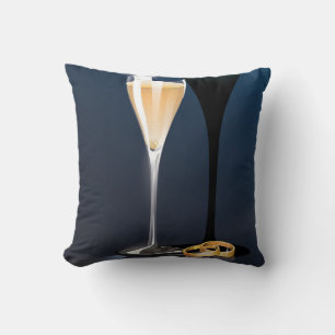 Save the Date Glass and golden rings Cushion