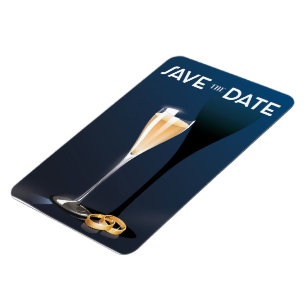 Save the Date Glass and golden rings Magnet