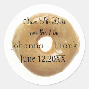 Save The Date Glazed Doughnut Classic Round Sticker
