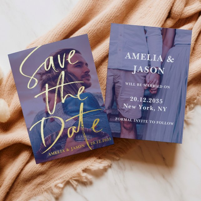 Save the Date Gold Calligraphy Photo  (Creator Uploaded)