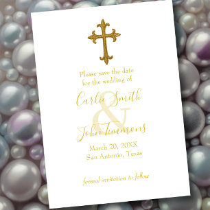 Save the Date Gold Cross Any Colour