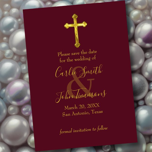 Save the Date Gold Cross Any Colour (Creator Uploaded)