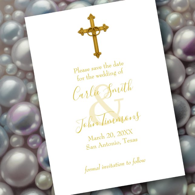 Save the Date Gold Cross with Wedding Rings 2 (Creator Uploaded)