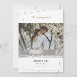 Save the Date Gold Frame Photo Announceent