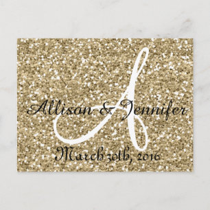Save the date Gold Glitter Faux Foil Announcement Postcard