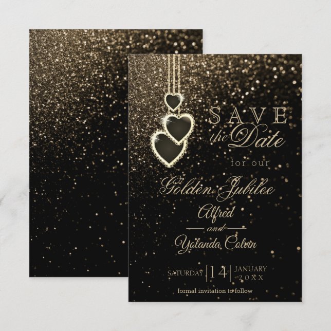 Save the Date - Gold Glitter  Invitation (Front/Back)