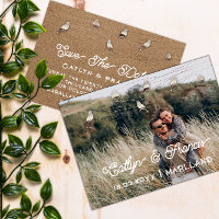 Save The Date Gold Kraft Foto Country Bird Kraft