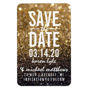 Save the Date - Gold Lit Nite Fab Magnet