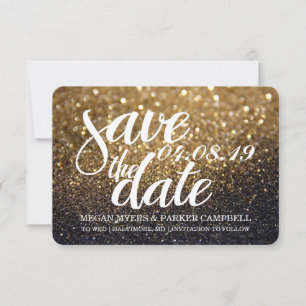 Save the Date Gold Lit Nite Glitter Fab II