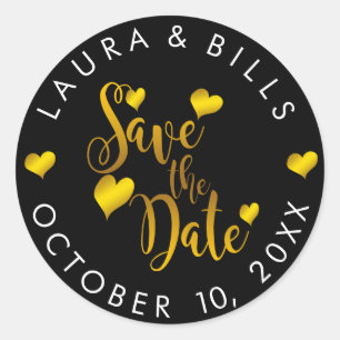 Save the Date Gold Love Glitter Wedding Classic Round Sticker