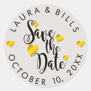 Save the Date Gold Love Glitter Wedding Classic Round Sticker