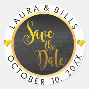 Save the Date Gold Love Glitter Wedding Classic Round Sticker