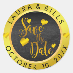 Save the Date Gold Love Glitter Wedding Classic Round Sticker