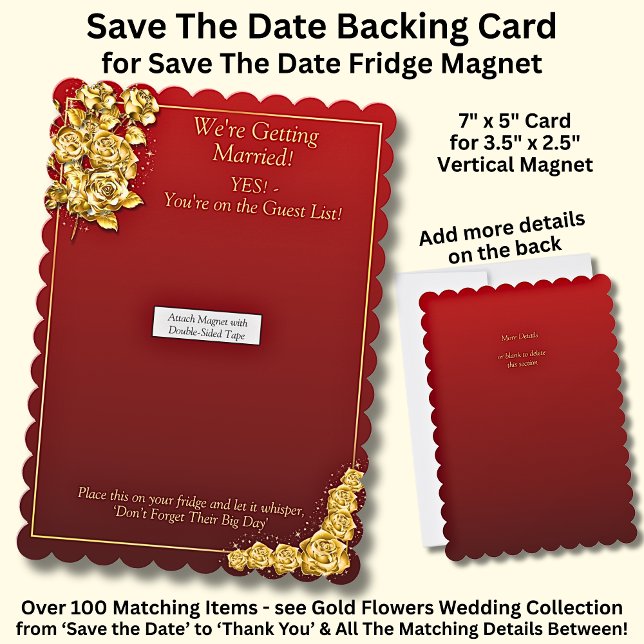 Save The Date - Gold Roses, Magnet Backing Card (Creator Uploaded)