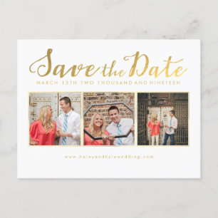 Save the Date Gold Script Typography Photo cards