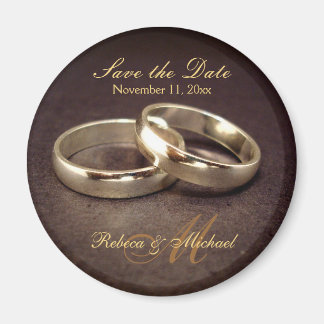 Save the Date - Gold Wedding Band Magnets