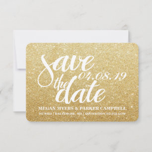 Save the Date Golden Glitter Fab