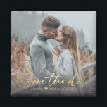 save the date, golden handwriting wedding photo magnet<br><div class="desc">save the date,  golden luxury handwriting wedding photo magnet</div>