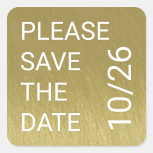 Save the Date golden stylish  Square Sticker