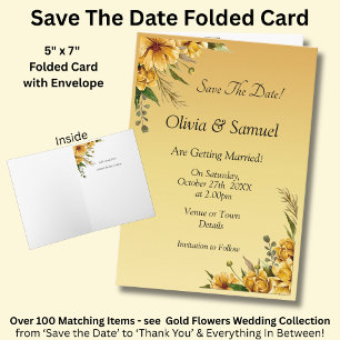 Save The Date Golden Yellow Flower Folded Card