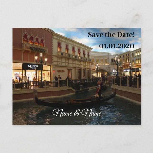 Save the Date Gondola Ride, The Venetian Postcard (Front)